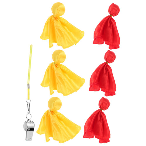 5Sets Assorted Color Football Referee Flags with Whistle Kit 1