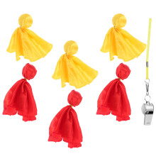 5Sets Assorted Color Football Referee Flags with Whistle Kit