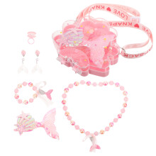 4Sets Toddler Sieraden Set Roze Met Zeemeermin Ontwerp Voor Kinderen