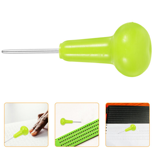 3Pcs Braille Writer Pen Plastic Green for Blind Writing Tool 1