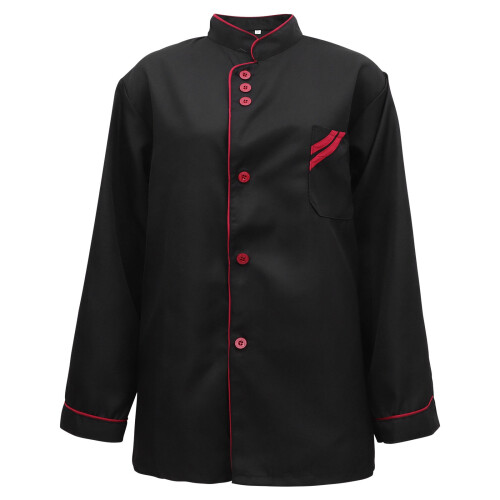 3Pcs Black Long Sleeve Chef Coat Breathable Restaurant Uniform