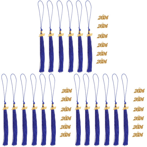 3Sets Blue Graduation Tassels 2023 Polyester DIY Hat Accessories 2