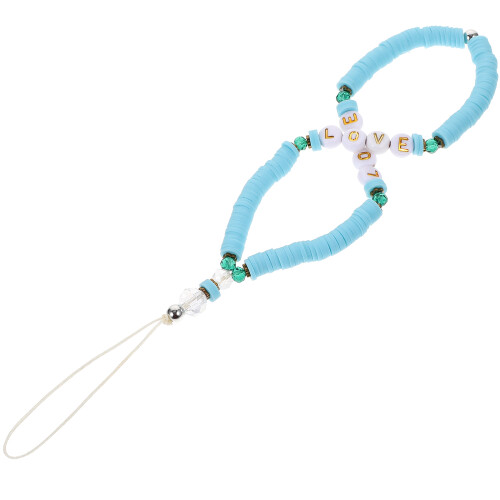 4Pcs Decorative Soft Clay Phone Chain Beaded Wrist Strap Mobile Charm 2