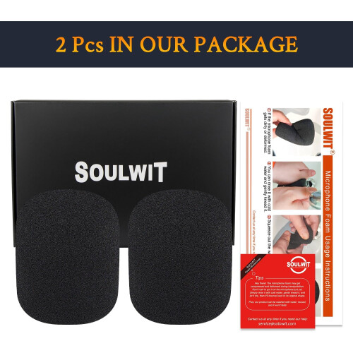 2Pcs Microphone Windscreen Foam for Rode Podcaster, Noise Reduction Mic Pop Filter Cover Black 1