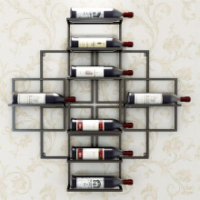 Wall Mounted Wine Rack with Geometric Chinese Knot Design, Metal Bottle Holder for Kitchen and Living Room