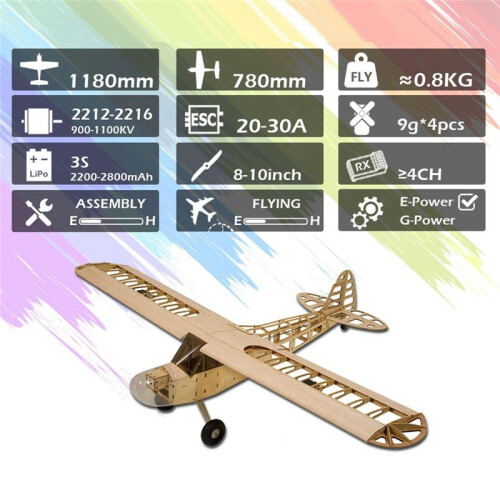 Wood RC Avion 1.2M 30E 4CH TéLéCommande Avion KIT/PNP Version DIY ModèLe Volant 1
