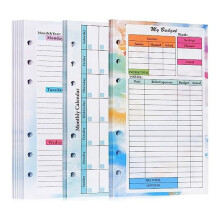 A6 Budget Planner Ricarica 82 Fogli Mensile Agenda Settimanale Blocco Note 6 Fori per Copertina Raccoglitore A6 Salva A
