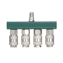 Luftkompressor-Splitter mit 4 Kupplungen und 1/4-Zoll-NPT-Stecker, 1/4-Zoll-NPT-Luftanschlusskupplung, Gerader 4-Wege-Luftverteiler