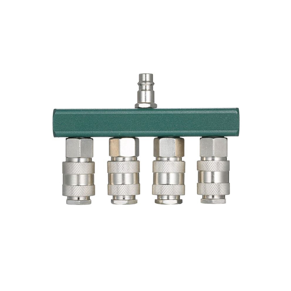 Air Compressor Splitter With 4 Couplers & 1/4Inch Npt Plug 1/4Inch Npt Air Fitting Coupler 4-Way Straight Air Manifold 4712665204063