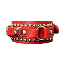Unisex Punk Rocker Armband Gotische Lederen Manchet met Spikes Klinknagels Studs Verstelbare Polsband voor Cosplay Fashion-B