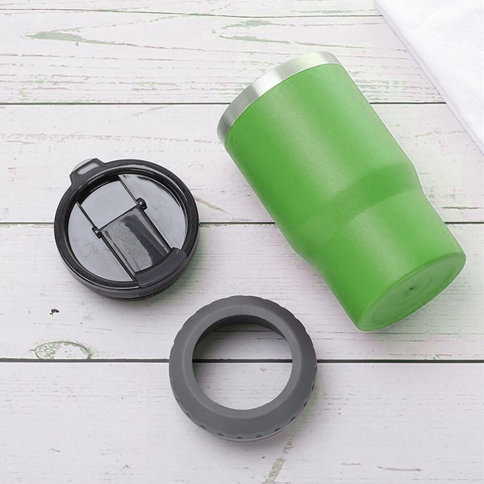 14oz Stainless Steel Can Cooler | Green, Insulated Bottle Holder