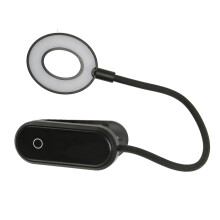 Black Clip-On Desk Lamp with 200mAh Battery 360 Goose Neck