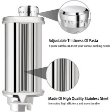 Pasta Roller Attachment for  Kitchen Mixer, Pasta Sheet Roller, Spaghetti & Fettuccine Cutter Maker Accessories A