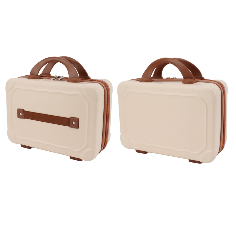 Beige 14In Abs Cosmetic Box Suitcase Â Large Capacity Travel Makeup Organizer,