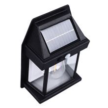 Waterproof Solar Tungsten Wall Light 1800mAh Motion Sensor Black
