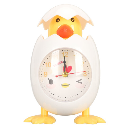 Cute Egg Shell Chicken Alarm Clock - White, ABS, 158g Bedside Decor 1