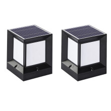 2X LED Solar Column StråLkastare Soldriven Pelarlampa Utomhus VattentäT VäGglampa för InnergåRd Landskap TräDgåRd 10CM