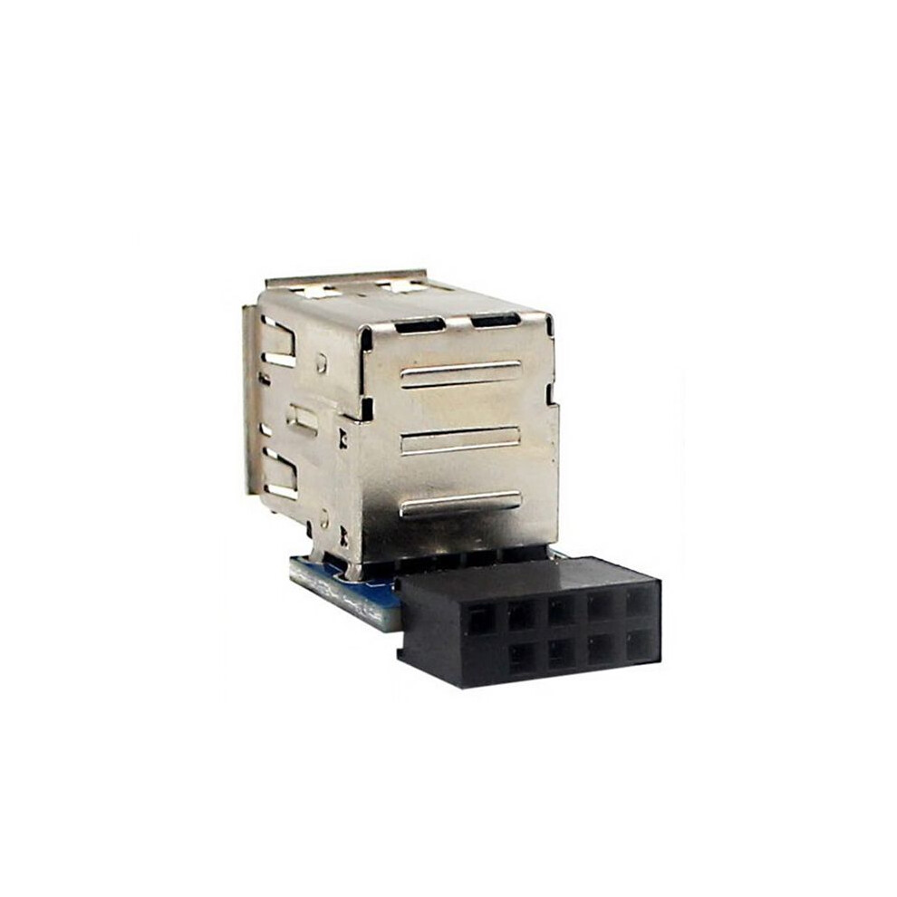 1Pcs 9-Pin Motherboard To Dual Usb 2.0 Connector Motherboard To 2 Usb 2.0 A Female Internal Header Adapter Black 4713184325499