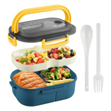 Bento Box Lunchbox für Erwachsene, 1200 Ml Doppelschicht-Lunchbox mit LöFfel und Gabel, LebensmittelbehäLter mit Hoher KapazitäT, Auslaufsicher