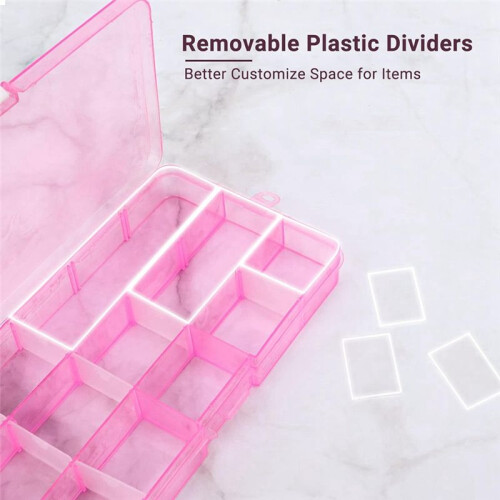 Small Compartment Organizer Case, 4PCS 15-Grid Adjustable Plastic Box with Dividers, Empty Storage Container 1