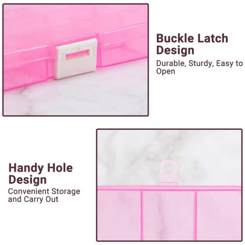 Small Compartment Organizer Case, 4PCS 15-Grid Adjustable Plastic Box with Dividers, Empty Storage Container 2