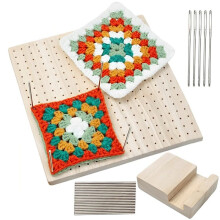 Wooden Crochet Blocking Board Reusable Handcrafted Knitting Blocking Mat Set Stand Square Blocking Board