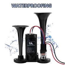 Horn Kit, 12V 150Db Car Air Horn Super Loud 2 Trumpet Train Horn Kit with Compressor for Trucks Trains Boats Black