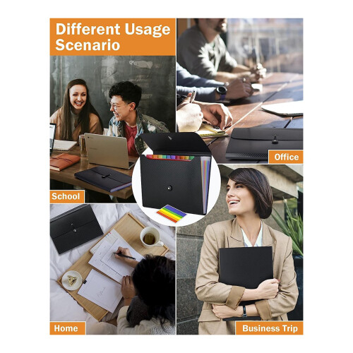 File Organizer Expanding File Folder, 13 Pockets , A4 Letter Size Paper Document Receipt Folder for Classroom, Home 2