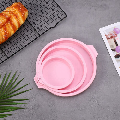 4Pcs Silicone Cake Pan Round Cake Layer Set Silicone Bakeware Mold for Baking Tool Rainbow Cake and Mousse, , 4Inch 1