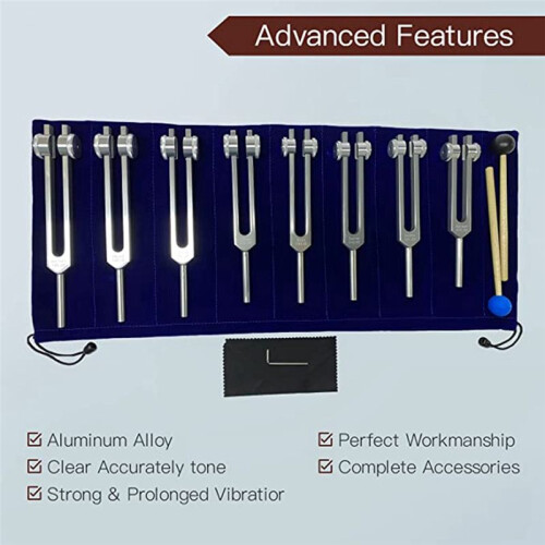 Chakra Tuning Fork Set for Healing, 8 Pieces Silver Chakra Tuning Fork for Meditation 1