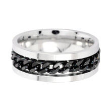 Cool Anti Stress Rotate Freely Chain Rings for Men Stainless Steel Anti Anxiety Relaxing Ring Fidget Spinner C-62.5mm