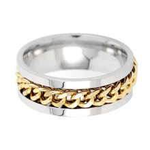 Cool Anti Stress Rotate Freely Chain Rings for Men Stainless Steel Anti Anxiety Relaxing Ring Fidget Spinner B -57mm