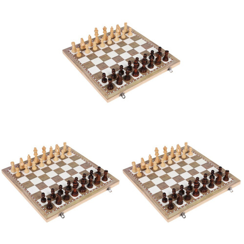 3Ensembles Jeu D'échecs Enfants Bois Pliable Coloré Educatif 1