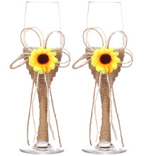 2Paires Verre Mariage Tournesol Pour Soirée