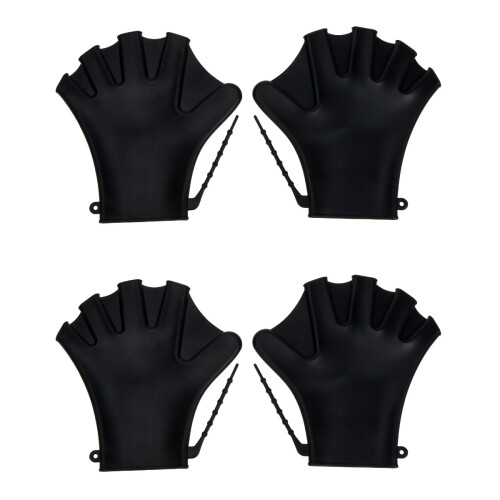 2Paires Mitaines Noires Silicone De Natation Ajustables 1