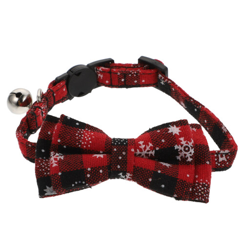2Pcs Adjustable Red Christmas Cat Neckbands with Bow Tie for Pets
