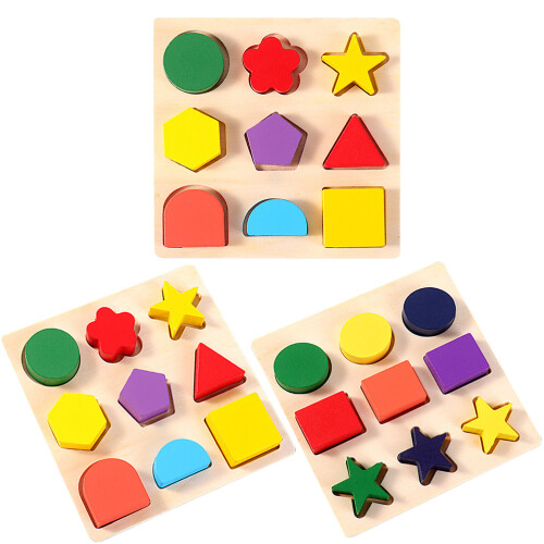 6Pièces Puzzle Éducatif En Bois Jeu De Tri Formes Pour