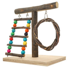 2Pcs Wooden Bird Perch Toy Parrot Cage Stand for Chewing Play