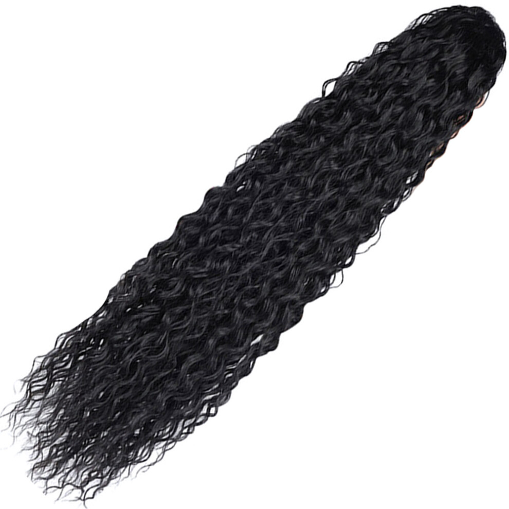 Artibetter 2Pcs Curly Black Ponytail Wrap Hair Extension Fluffy Drawstring Piece