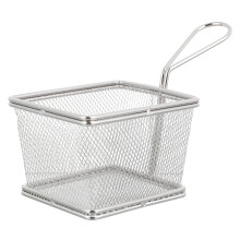 2Pcs Stainless Steel Frying Basket with Handle for Kitchen Use Silver