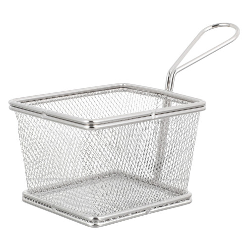 2Pcs Stainless Steel Frying Basket with Handle for Kitchen Use Silver
