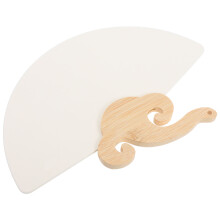 5Pcs Beige DIY Paper Fans with Wooden Handles Craft Wedding Fans