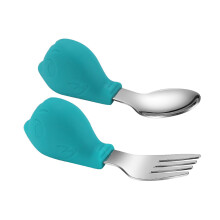 3Sets Baby Tableware Green Fork Spoon Set Feeding Utensils