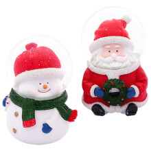 4Pcs Christmas Resin Miniature Snowman Santa Crystal Ball Decorations