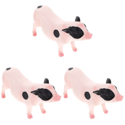 3Pcs Realistic Simulation Pig Models Plastic Animal Figurines 2
