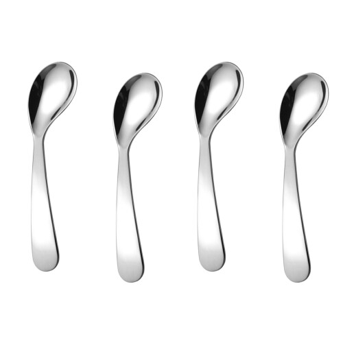 4Pcs Stainless Steel Baby Feeding Spoons Silver Practice Tool for Kids 1