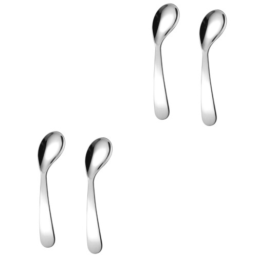 4Pcs Stainless Steel Baby Feeding Spoons Silver Practice Tool for Kids 2