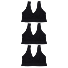 6Pcs Soft Nylon Sports Bra Black Wirefree Running Yoga Bras for Women