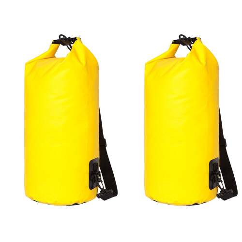 2Pcs Lightweight Yellow PVC Inflatable Swim Buoy with Mesh Storage 2
