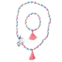 3Sets Kids Jewelry Set Green Beaded Necklace Bracelet